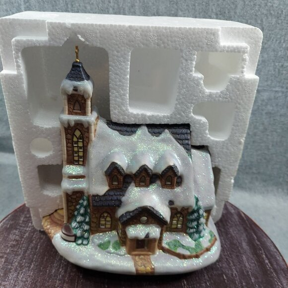 Stone Hill Chapel  Thomas Kinkade Collectible Ceramic Holiday Village Miniature - Picture 11 of 14